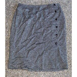 Talbots 14 Made of Italian Fabric Black White Skirt Wrap Skirt Wool Blend Pencil